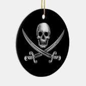 Ornement En Céramique Crâne d'argent et épées croisées (Droite)