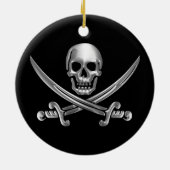 Ornement En Céramique Crâne d'argent et épées croisées (Dos)