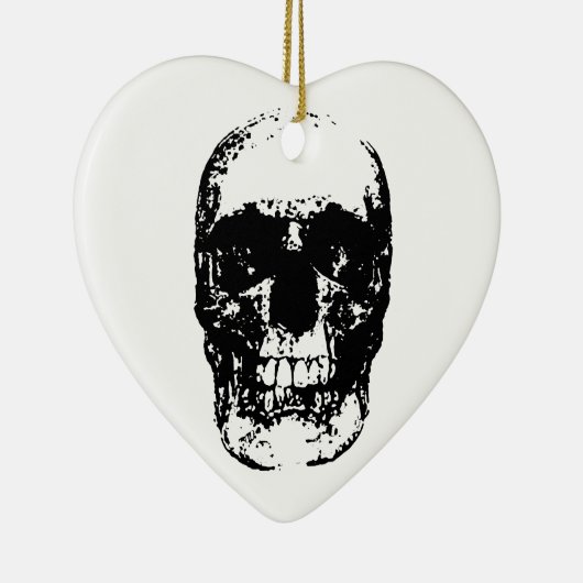 Ornement En Céramique Crâne d'art pop noir et blanc (Droite)