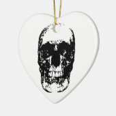 Ornement En Céramique Crâne d'art pop noir et blanc (Gauche)