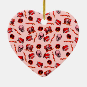Ornement En Céramique Crânes Valentine