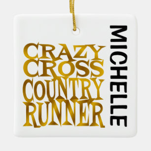 Ornement En Céramique Crazy Cross Country Runner PERSONNALISÉ