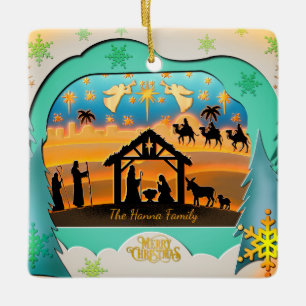 Ornement En Céramique Crèche de Noël 3D Fête religieuse