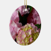 Ornement En Céramique Crème rose Hydrangeas jaune rose vert floral (Droite)