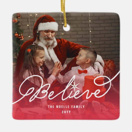 Ornement En Céramique Croire Star Calligraphy Photo de Noël religieuse (Devant)