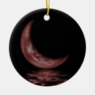 Ornement En Céramique Croissant de lune de réflexion sur le rouge de lac