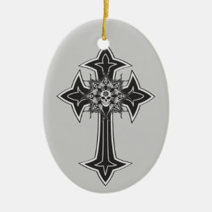 Ornement En Céramique Croix du crâne Goth