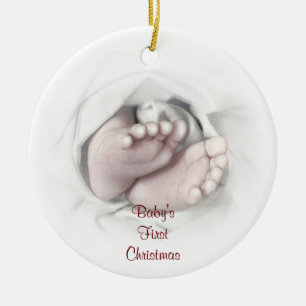 Ornement En Céramique Croquis crayon pour bébé pieds de Noël pour bébé