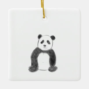 Ornement En Céramique Croquis de panda en noir et blanc