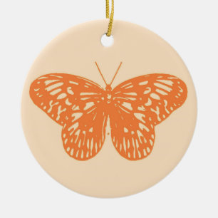 Ornement En Céramique Croquis de papillon, corail orange
