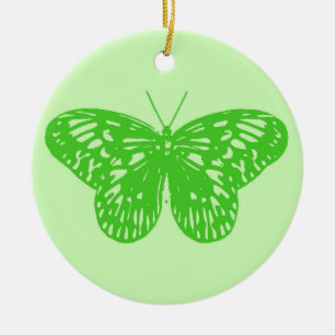 Ornement En Céramique Croquis papillon, vert citron