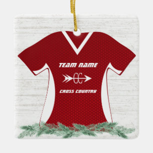 Ornement En Céramique Cross Country Running Chemise rouge avec photo