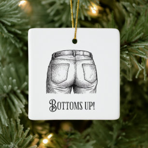 Ornement En Céramique Cul sec ! Cadeau drôle d'éléphant blanc Noël