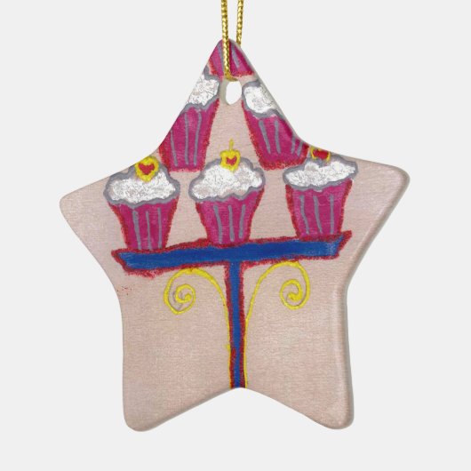 Ornement En Céramique Cupcake Art Imprimer avec cerise et Arrière - plan (Gauche)