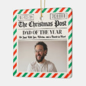 Ornement En Céramique Custom Christmas Dad Gift, Fun Dad Newspaper (Gauche)
