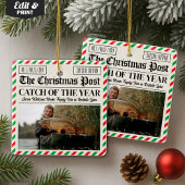 Ornement En Céramique Custom Christmas Fishing Gift, Newspaper Fisherman