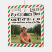 Ornement En Céramique Custom Christmas Golfer Gift, Fun Golf Newspaper  (Gauche)