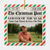 Ornement En Céramique Custom Christmas Golfer Gift, Fun Golf Newspaper  (Dos)
