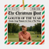 Ornement En Céramique Custom Christmas Golfer Gift, Fun Golf Newspaper  (Devant)