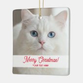 Ornement En Céramique Custom Christmas tree ornament with white cat pic (Gauche)
