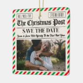 Ornement En Céramique Custom Christmas Wedding Announcement Newspaper (Gauche)