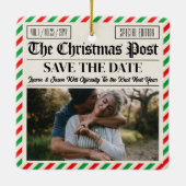 Ornement En Céramique Custom Christmas Wedding Announcement Newspaper (Dos)