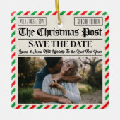 Ornement En Céramique Custom Christmas Wedding Announcement Newspaper (Devant)