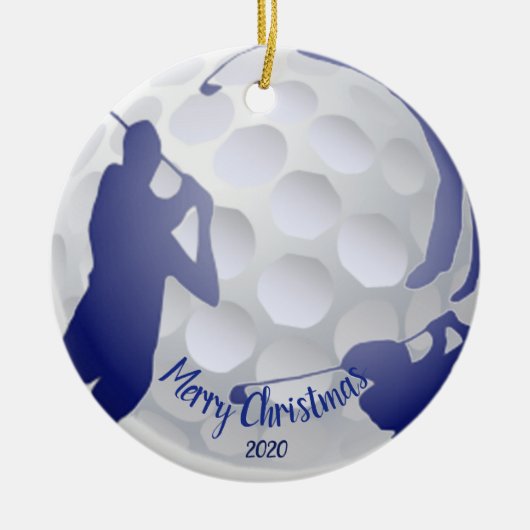 Ornement En Céramique Custom Dated Christmas Golfing Plaisir de golf (Devant)