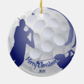 Ornement En Céramique Custom Dated Christmas Golfing Plaisir de golf (Dos)