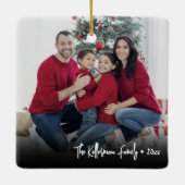 Ornement En Céramique Custom Double Sided Family Two Photo Christmas (Dos)