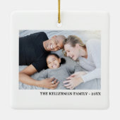 Ornement En Céramique Custom Double Sided Family Two Photo Christmas (Dos)