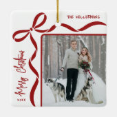 Ornement En Céramique Custom Double Sided Family Two Photo Christmas (Dos)
