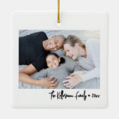 Ornement En Céramique Custom Double Sided Family Two Photo Christmas (Dos)