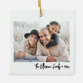 Ornement En Céramique Custom Double Sided Family Two Photo Christmas (Devant)