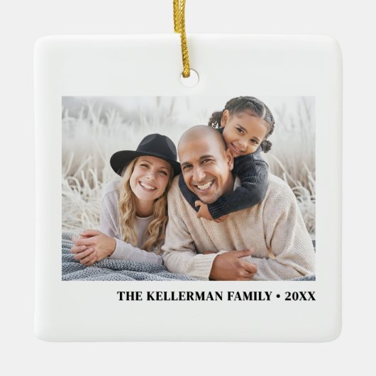 Ornement En Céramique Custom Double Sided Family Two Photo Christmas (Devant)