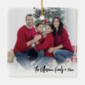 Ornement En Céramique Custom Double Sided Family Two Photo Christmas (Dos)