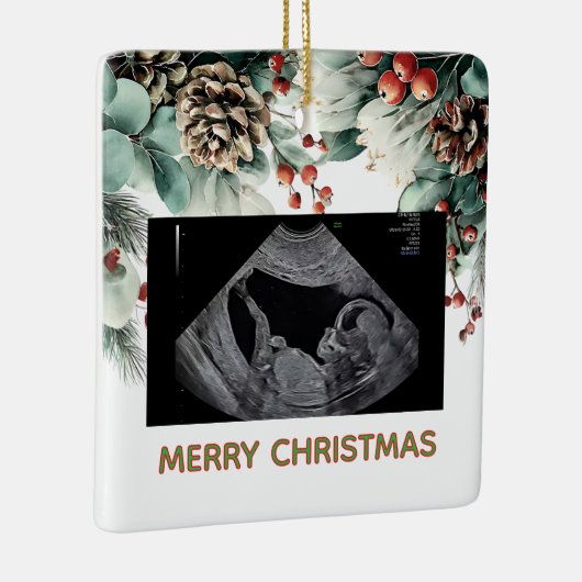 Ornement En Céramique Custom First Christmas Expecting Photo Ornament (Droite)