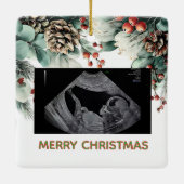 Ornement En Céramique Custom First Christmas Expecting Photo Ornament (Dos)