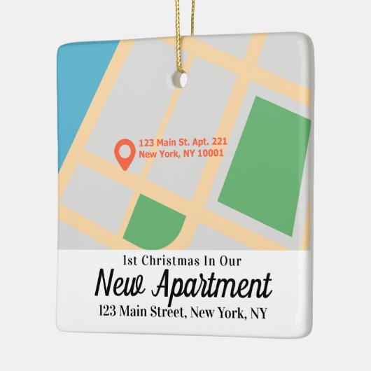 Ornement En Céramique Custom Map Address First Christmas New Apartment (Gauche)