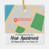 Ornement En Céramique Custom Map Address First Christmas New Apartment (Devant)