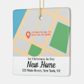 Ornement En Céramique Custom Map Address First Christmas New Home (Gauche)