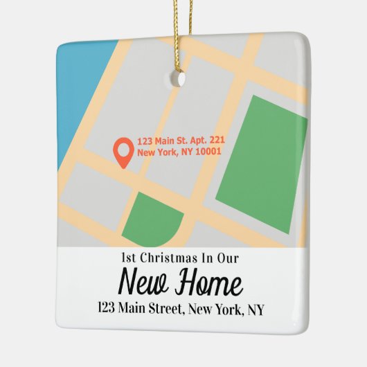 Ornement En Céramique Custom Map Address First Christmas New Home (Gauche)