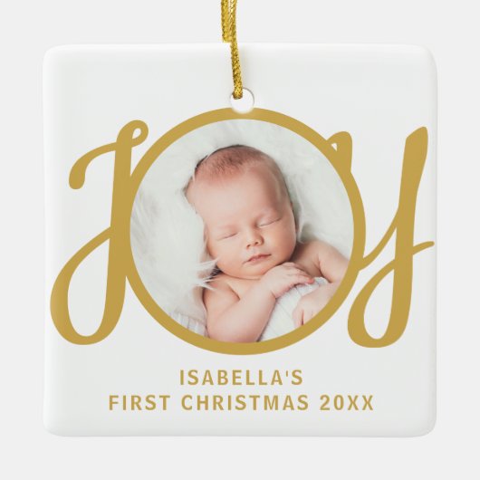 Ornement En Céramique Custom Name First Christmas Photo Keepsake (Devant)