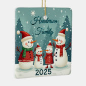 Ornement En Céramique Custom Snowman Family Of Four (Droite)