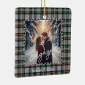 Ornement En Céramique Custom Winter Engagement Photo Card with Tartan (Droite)