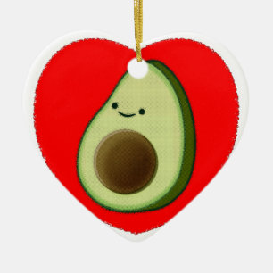 Ornement En Céramique Cute Avocado Dans Le Coeur Rouge
