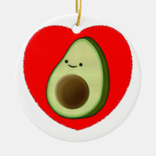 Ornement En Céramique Cute Avocado Dans Le Coeur Rouge