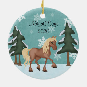 Ornement En Céramique Cute Brown Cheval personnalisé Noël