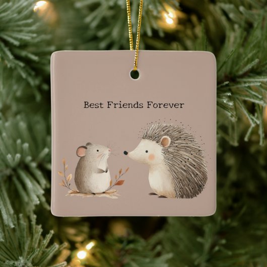 Ornement En Céramique Cute Brown Cream Hedgehog Mouse (Arbre)