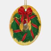 Ornement En Céramique Cute Chipmunk couronne de Noël (Droite)